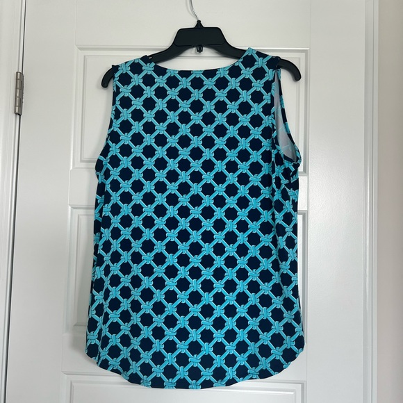 Lulu B Blue Geometric Sleeveless Top - Picture 4 of 5